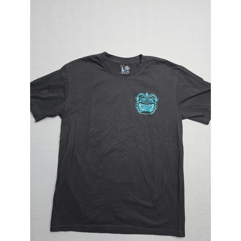 Single Needle T-Shirt Men's Large Black Thai Ramakien Graphic 100% Cotton Casual